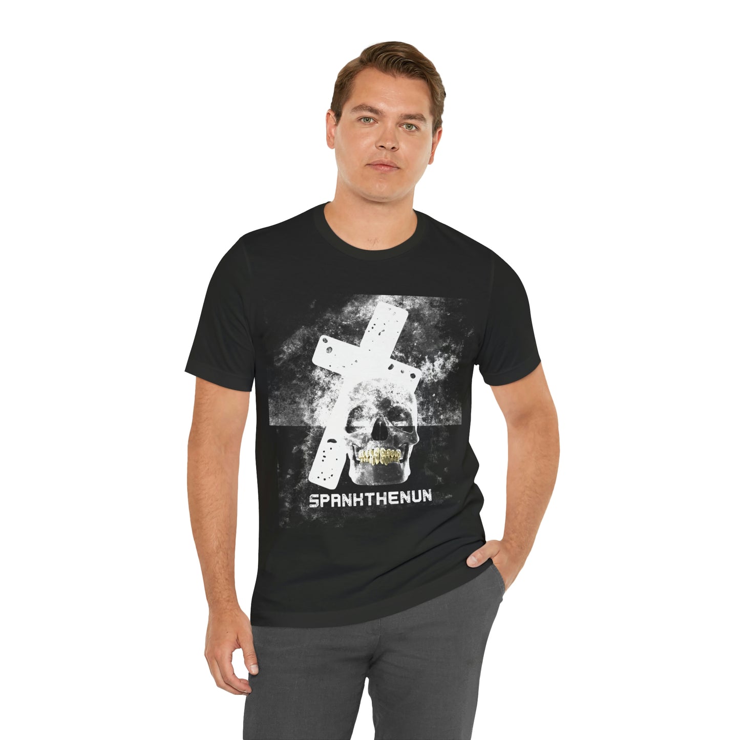 SPANKTHENUN White Cross Unisex Soft Tee