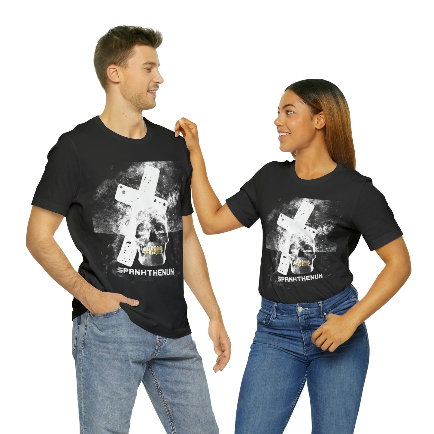 SPANKTHENUN White Cross Unisex Soft Tee