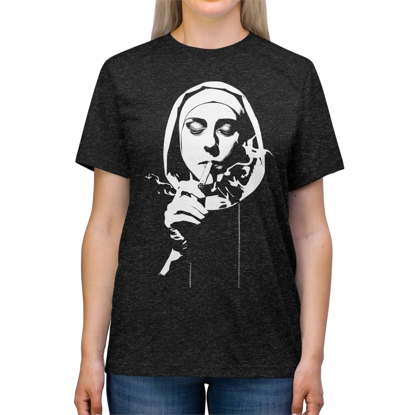 Smoking Nun Heathered Short Sleeve Soft Tee